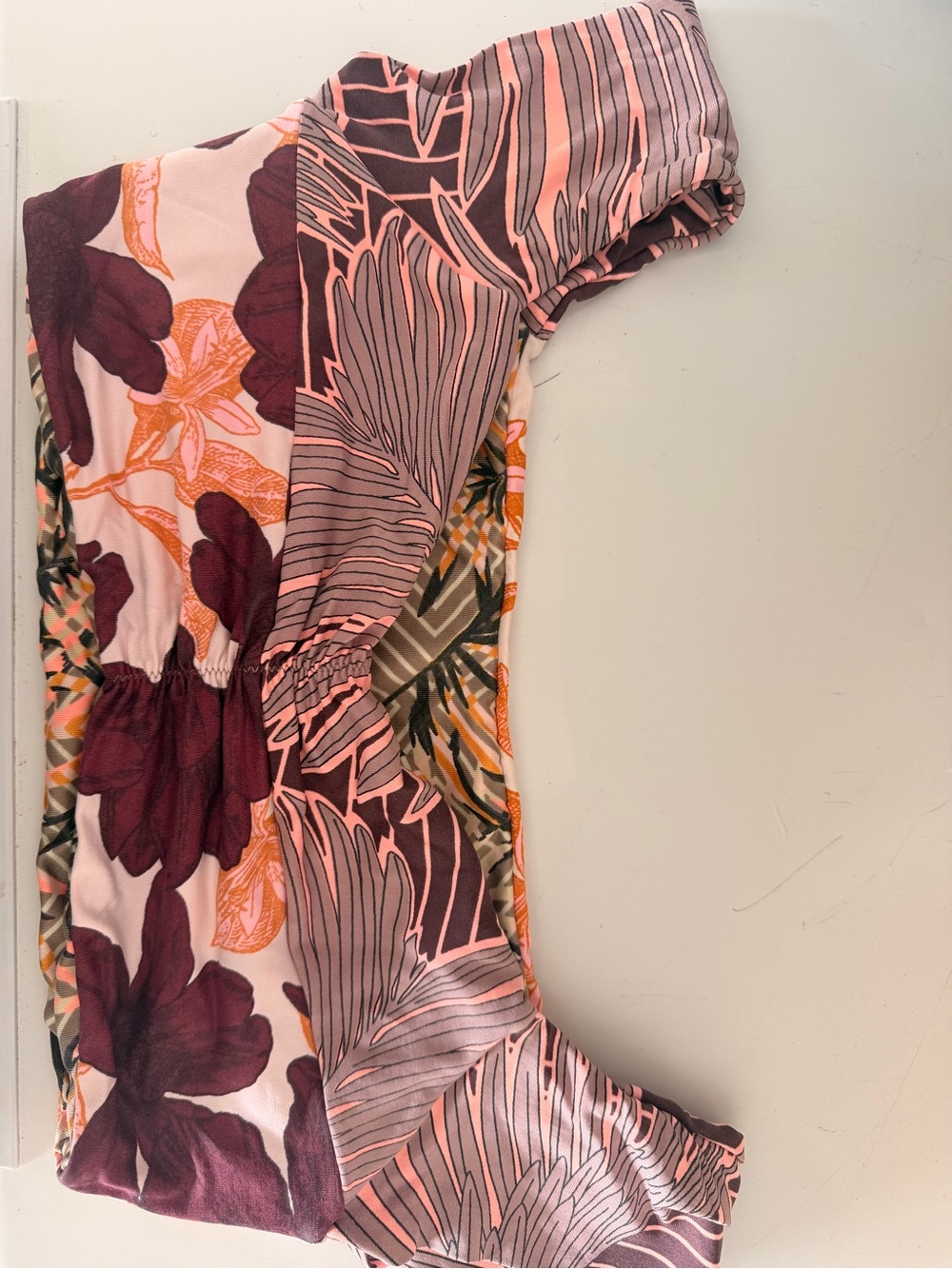 Source Unknown Pink Floral & Maroon Women's Bikini Top